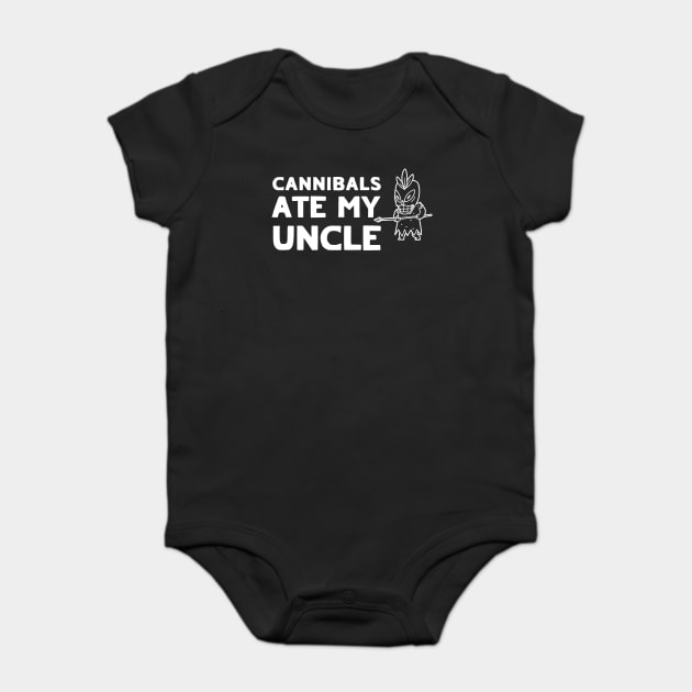 Cannibals Ate My Uncle Biden Trump Saying Funny Baby Bodysuit by QuirkyQuest Creations
